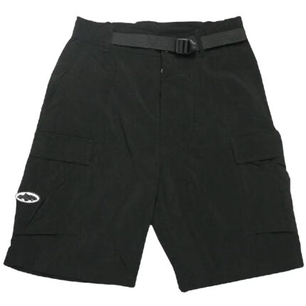 Corteiz Nylon Cargo Shorts in Black